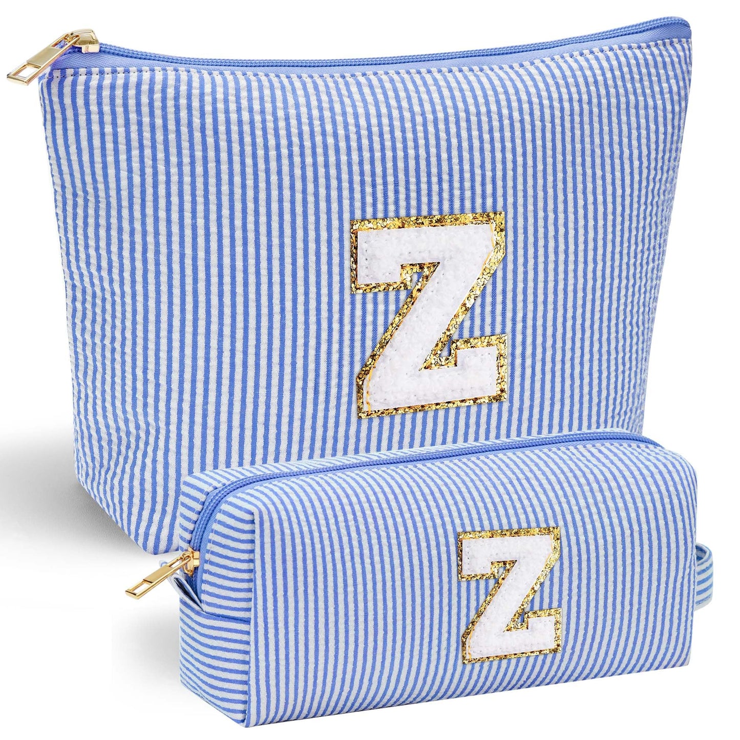 Initial Makeup Bag, Makeup Bag Travel Cosmetic Bag Cute Makeup Bag Personalized Engagement Bridesmaid Best Friend Birthday Gifts for Women Hostess Gifts for Her Friend Female Preppy Stuff M