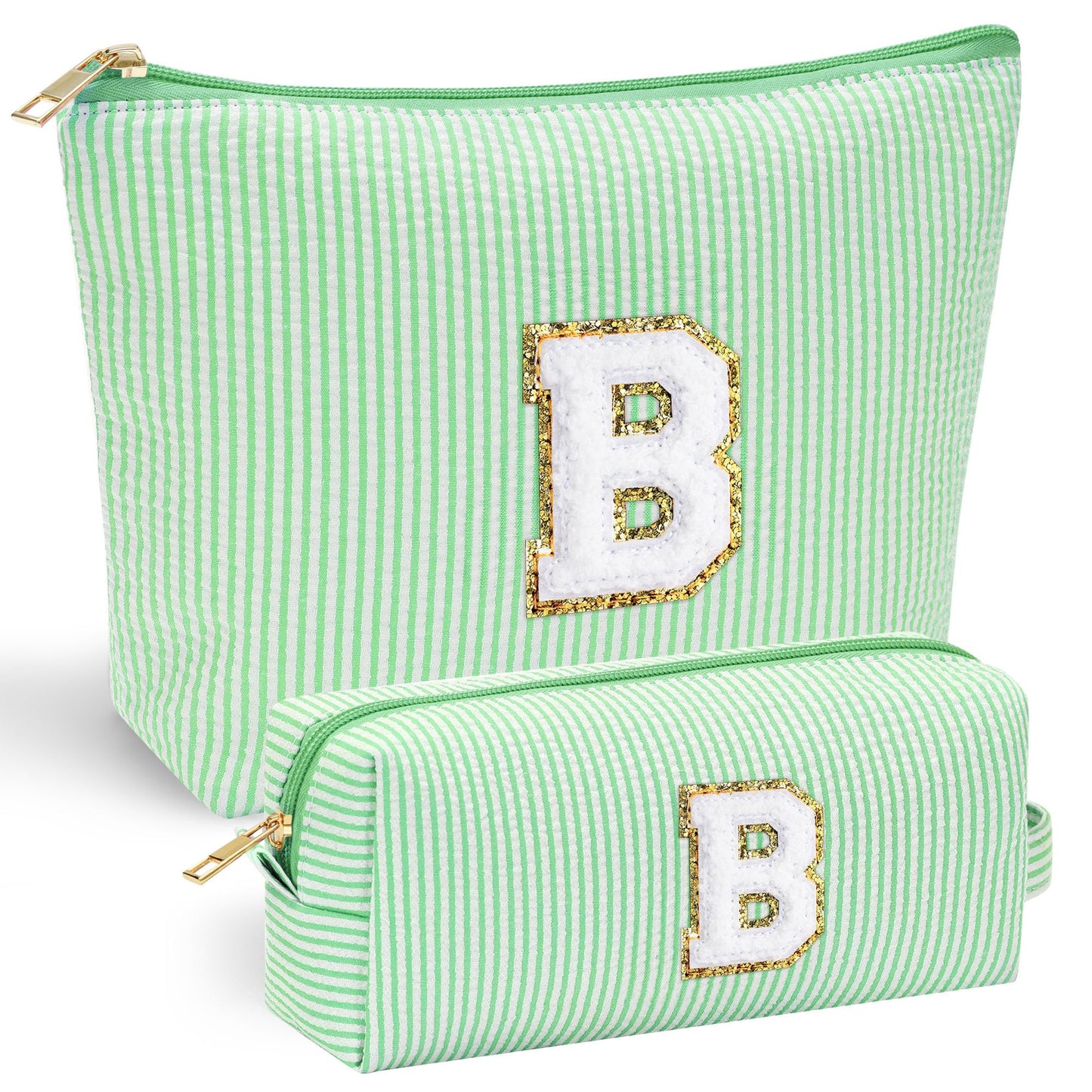 Initial Makeup Bag, Makeup Bag Travel Cosmetic Bag Cute Makeup Bag Personalized Engagement Bridesmaid Best Friend Birthday Gifts for Women Hostess Gifts for Her Friend Female Preppy Stuff M