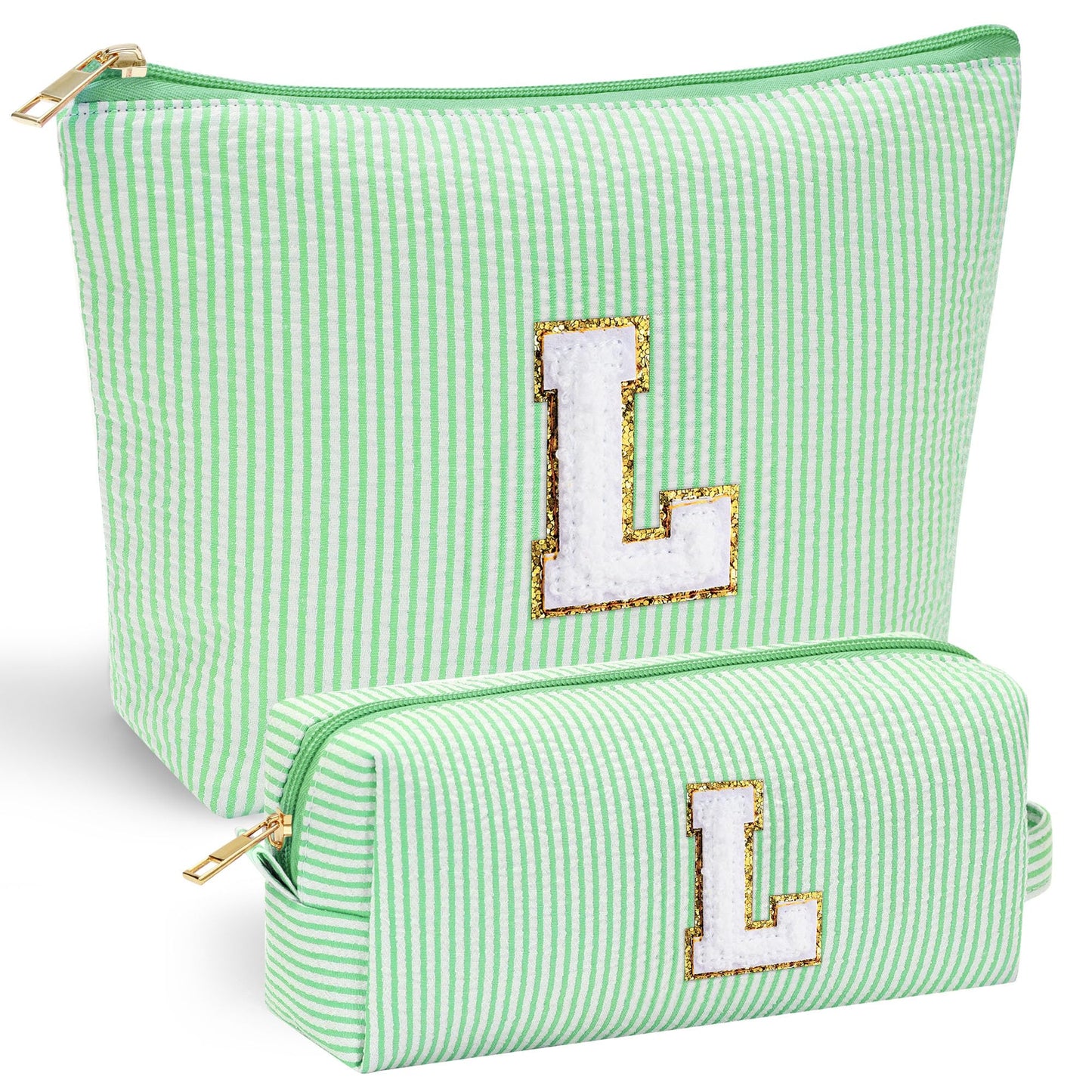 Initial Makeup Bag, Makeup Bag Travel Cosmetic Bag Cute Makeup Bag Personalized Engagement Bridesmaid Best Friend Birthday Gifts for Women Hostess Gifts for Her Friend Female Preppy Stuff M