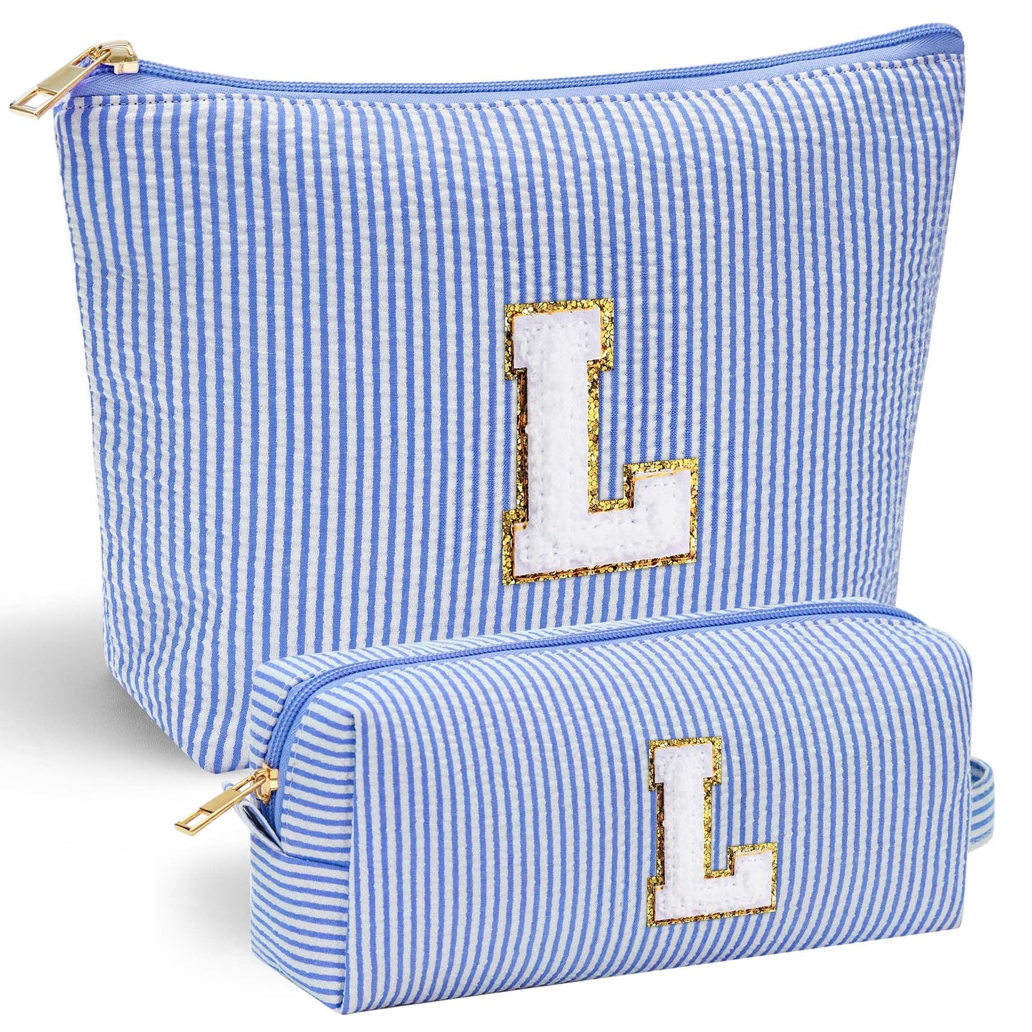 Initial Makeup Bag, Makeup Bag Travel Cosmetic Bag Cute Makeup Bag Personalized Engagement Bridesmaid Best Friend Birthday Gifts for Women Hostess Gifts for Her Friend Female Preppy Stuff M