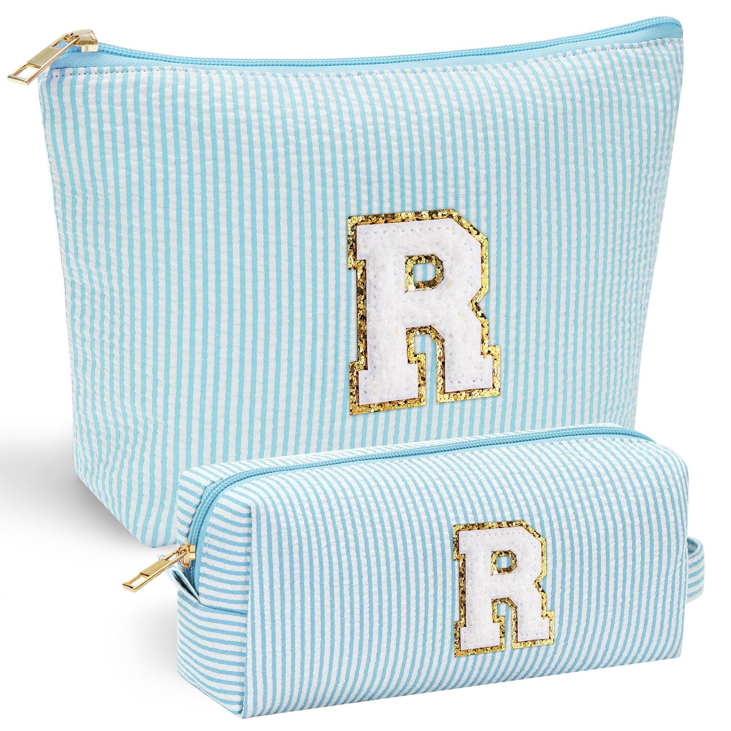 Initial Makeup Bag, Makeup Bag Travel Cosmetic Bag Cute Makeup Bag Personalized Engagement Bridesmaid Best Friend Birthday Gifts for Women Hostess Gifts for Her Friend Female Preppy Stuff M