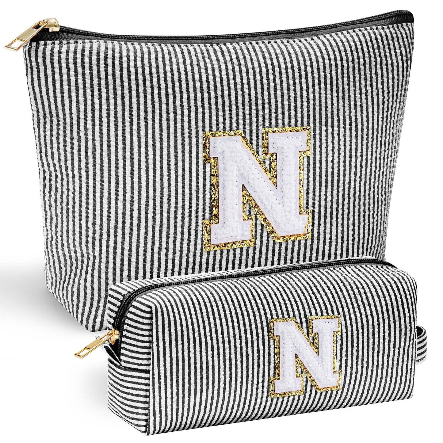 Initial Makeup Bag, Makeup Bag Travel Cosmetic Bag Cute Makeup Bag Personalized Engagement Bridesmaid Best Friend Birthday Gifts for Women Hostess Gifts for Her Friend Female Preppy Stuff M