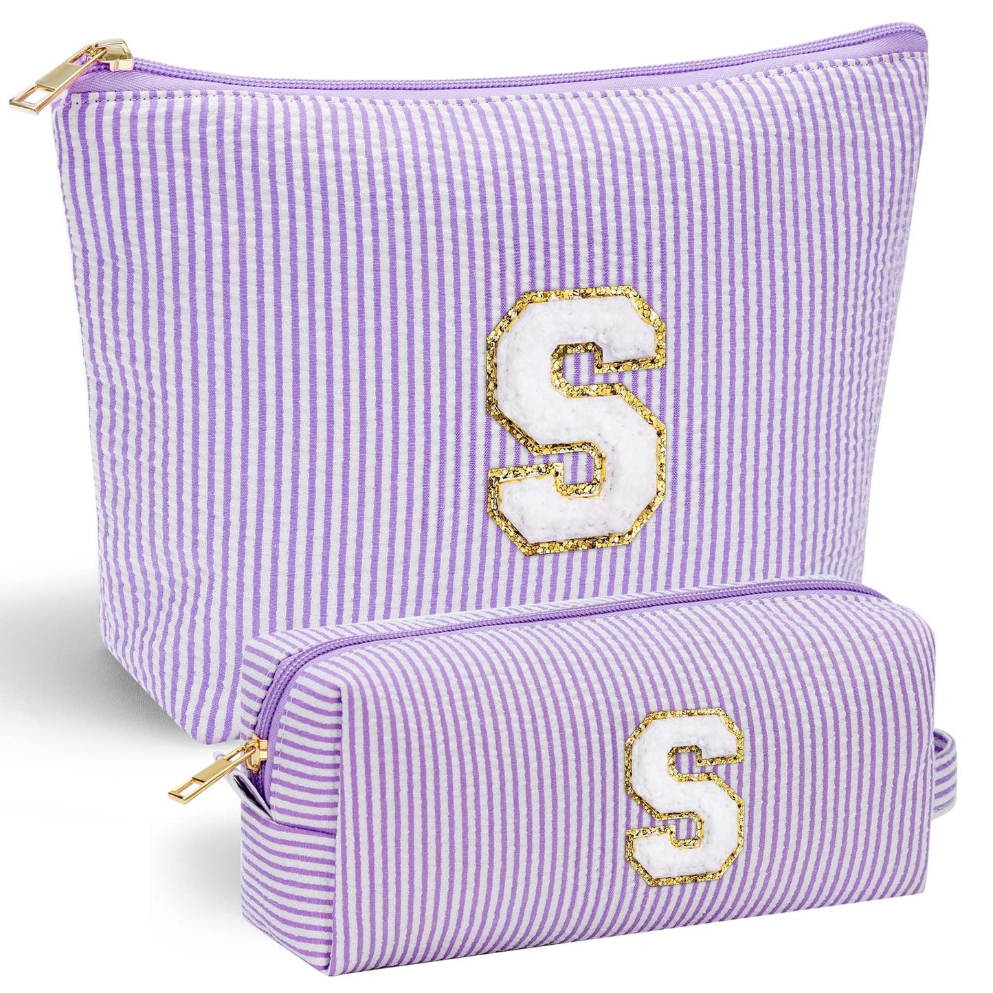 Initial Makeup Bag, Makeup Bag Travel Cosmetic Bag Cute Makeup Bag Personalized Engagement Bridesmaid Best Friend Birthday Gifts for Women Hostess Gifts for Her Friend Female Preppy Stuff M