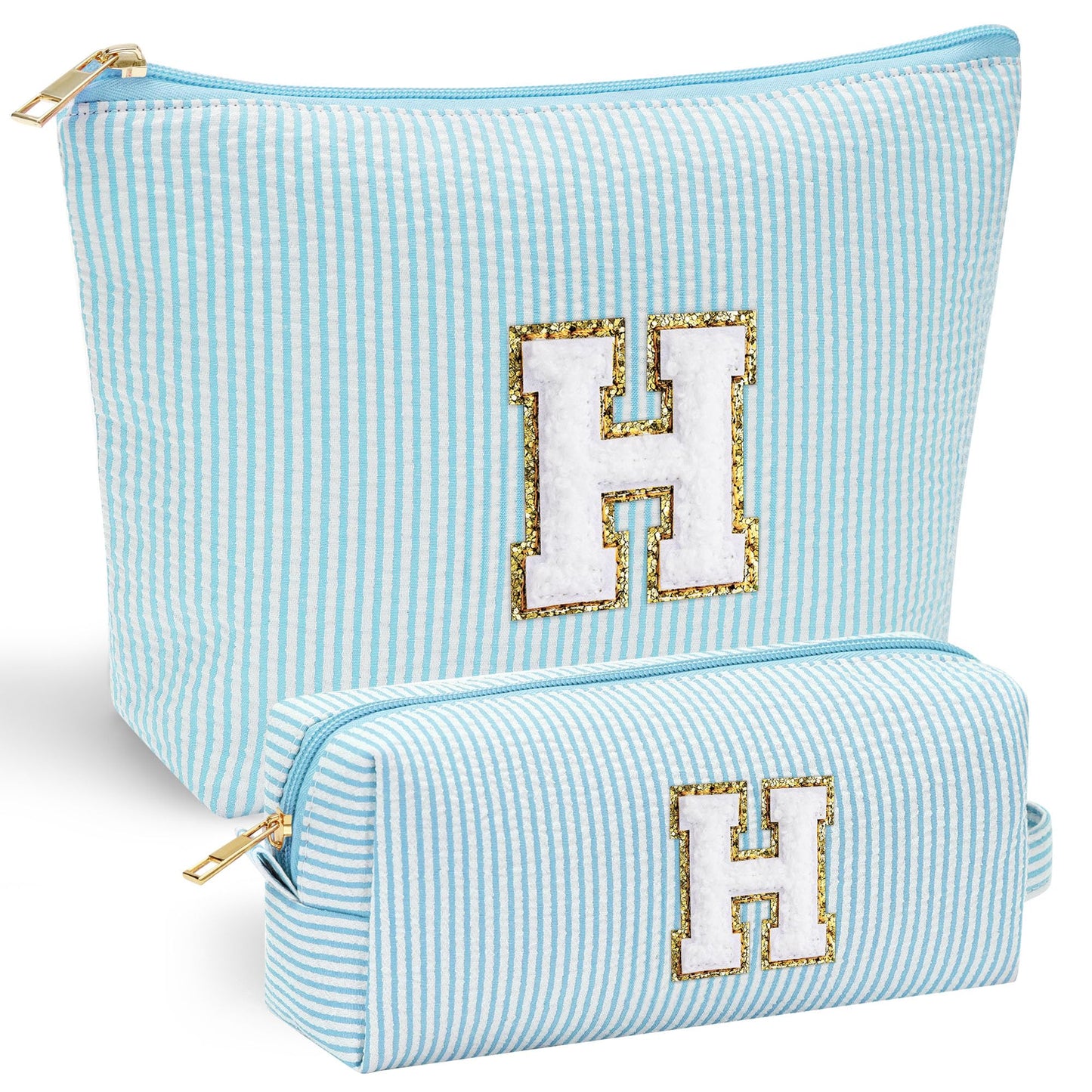 Initial Makeup Bag, Makeup Bag Travel Cosmetic Bag Cute Makeup Bag Personalized Engagement Bridesmaid Best Friend Birthday Gifts for Women Hostess Gifts for Her Friend Female Preppy Stuff M