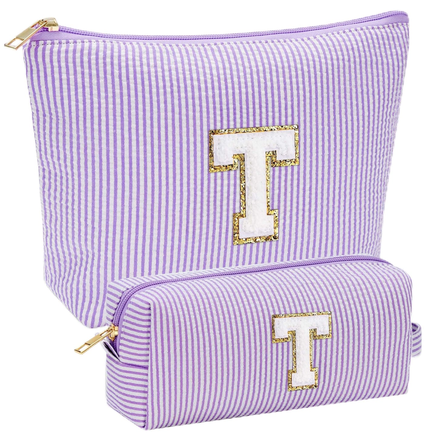Initial Makeup Bag, Makeup Bag Travel Cosmetic Bag Cute Makeup Bag Personalized Engagement Bridesmaid Best Friend Birthday Gifts for Women Hostess Gifts for Her Friend Female Preppy Stuff M