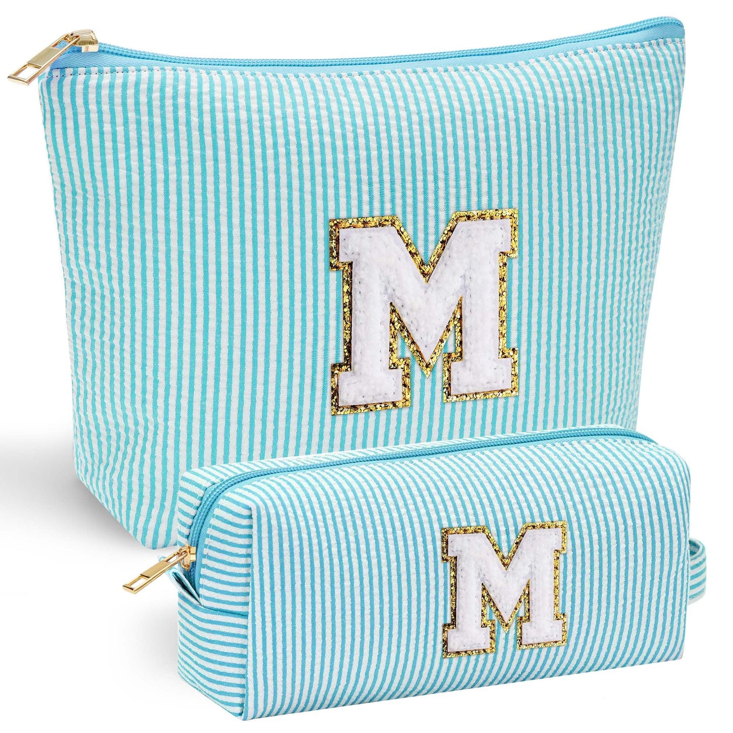 Initial Makeup Bag, Makeup Bag Travel Cosmetic Bag Cute Makeup Bag Personalized Engagement Bridesmaid Best Friend Birthday Gifts for Women Hostess Gifts for Her Friend Female Preppy Stuff M