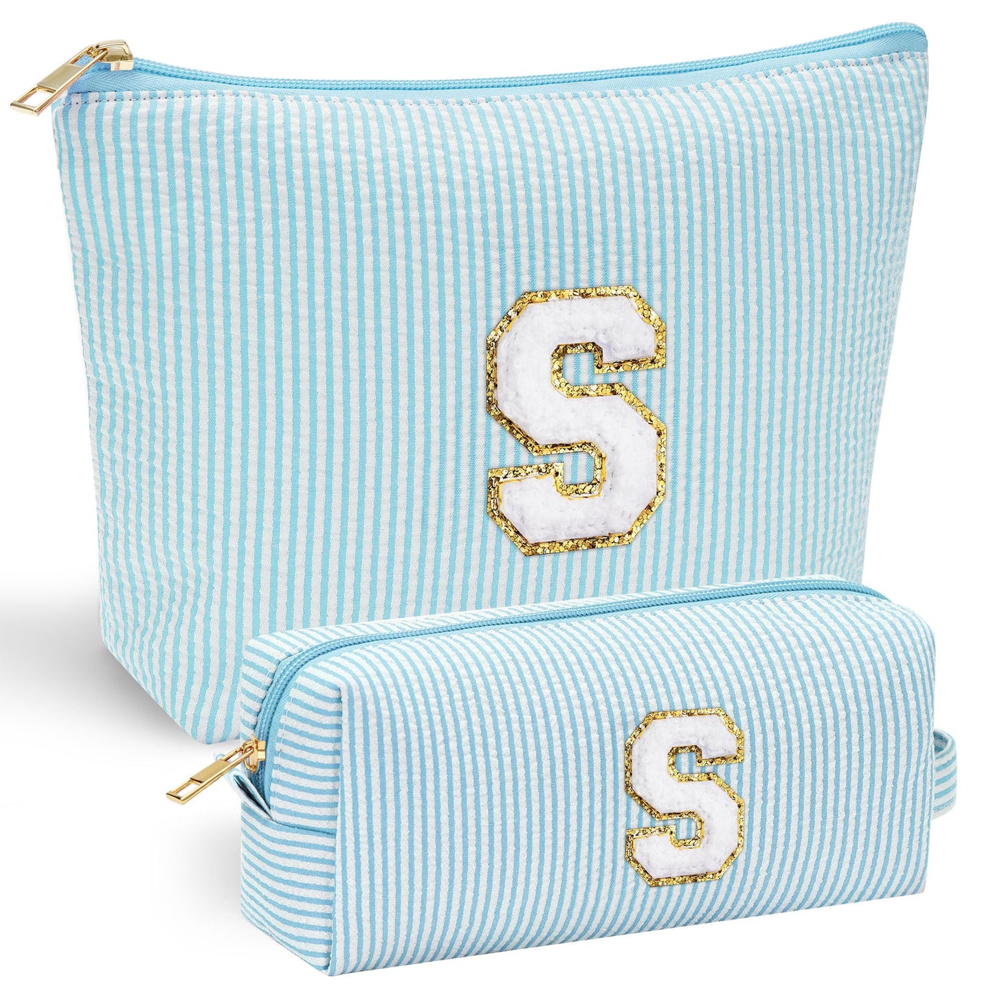 Initial Makeup Bag, Makeup Bag Travel Cosmetic Bag Cute Makeup Bag Personalized Engagement Bridesmaid Best Friend Birthday Gifts for Women Hostess Gifts for Her Friend Female Preppy Stuff M