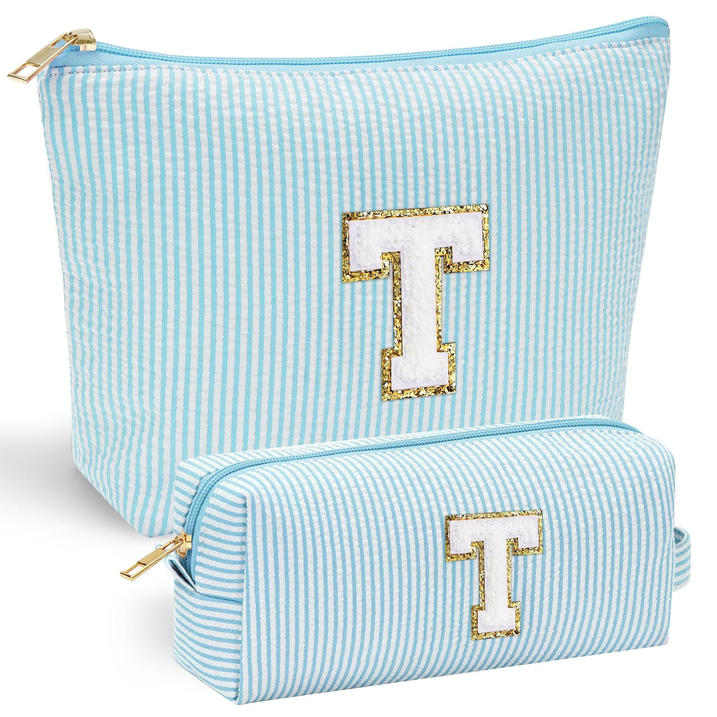 Initial Makeup Bag, Makeup Bag Travel Cosmetic Bag Cute Makeup Bag Personalized Engagement Bridesmaid Best Friend Birthday Gifts for Women Hostess Gifts for Her Friend Female Preppy Stuff M