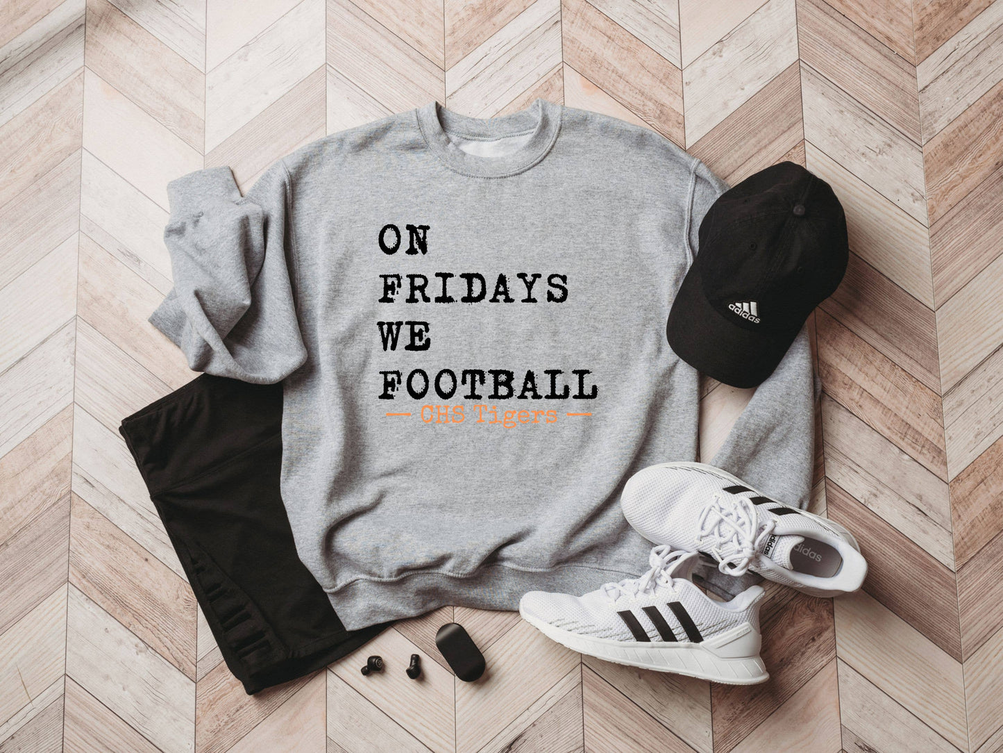 On Fridays We Football - Custom Mascot Graphic Sweatshirt: Black / Small