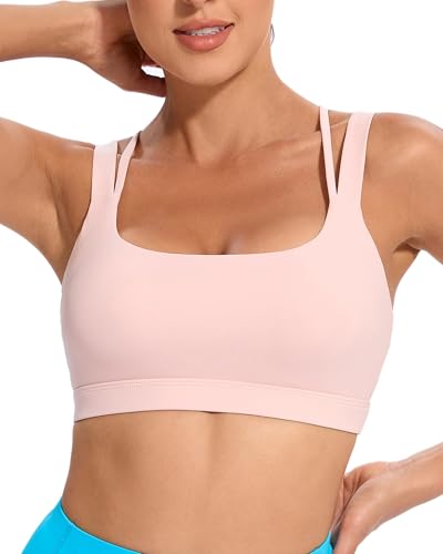RUNNING GIRL Sports Bra for Women, Criss-Cross Back Padded Strappy Sports Bras Medium Support Yoga Bra with Removable Cups