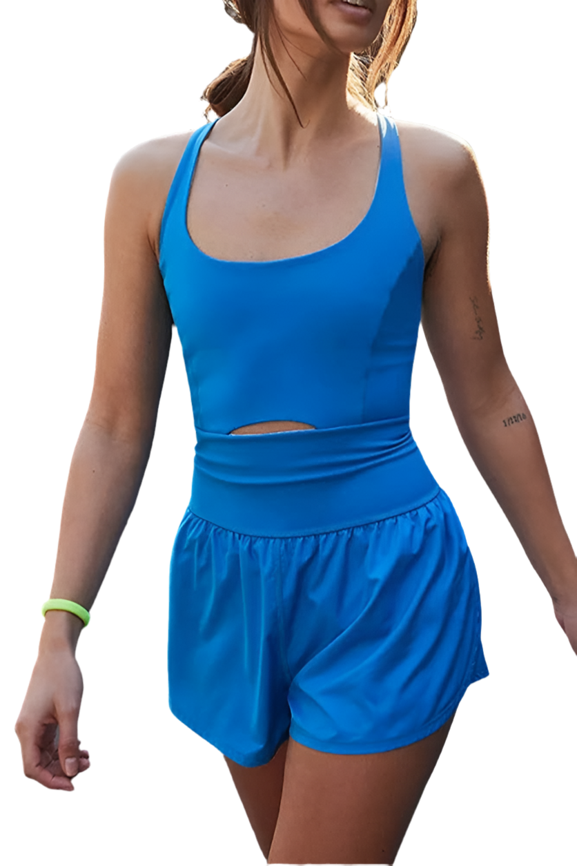 Summer Yoga Sportswear Plain One Piece Romper ZK1252: Pink / Blue