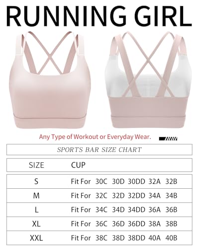 RUNNING GIRL Sports Bra for Women, Criss-Cross Back Padded Strappy Sports Bras Medium Support Yoga Bra with Removable Cups