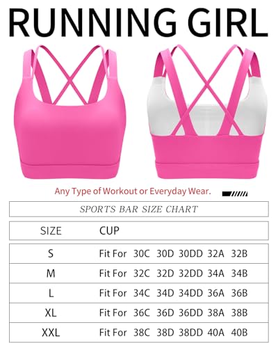 RUNNING GIRL Sports Bra for Women, Criss-Cross Back Padded Strappy Sports Bras Medium Support Yoga Bra with Removable Cups
