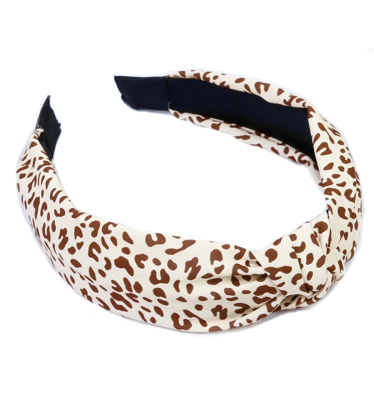 Knotted Headbands for Women Non Slip Fashion Women Headbands for Hair Cute Hairband for Women's Hair Wide Top Knot Hair Hoops for Girls Black White Leopard Head Band Trendy Hair Accessories for Women
