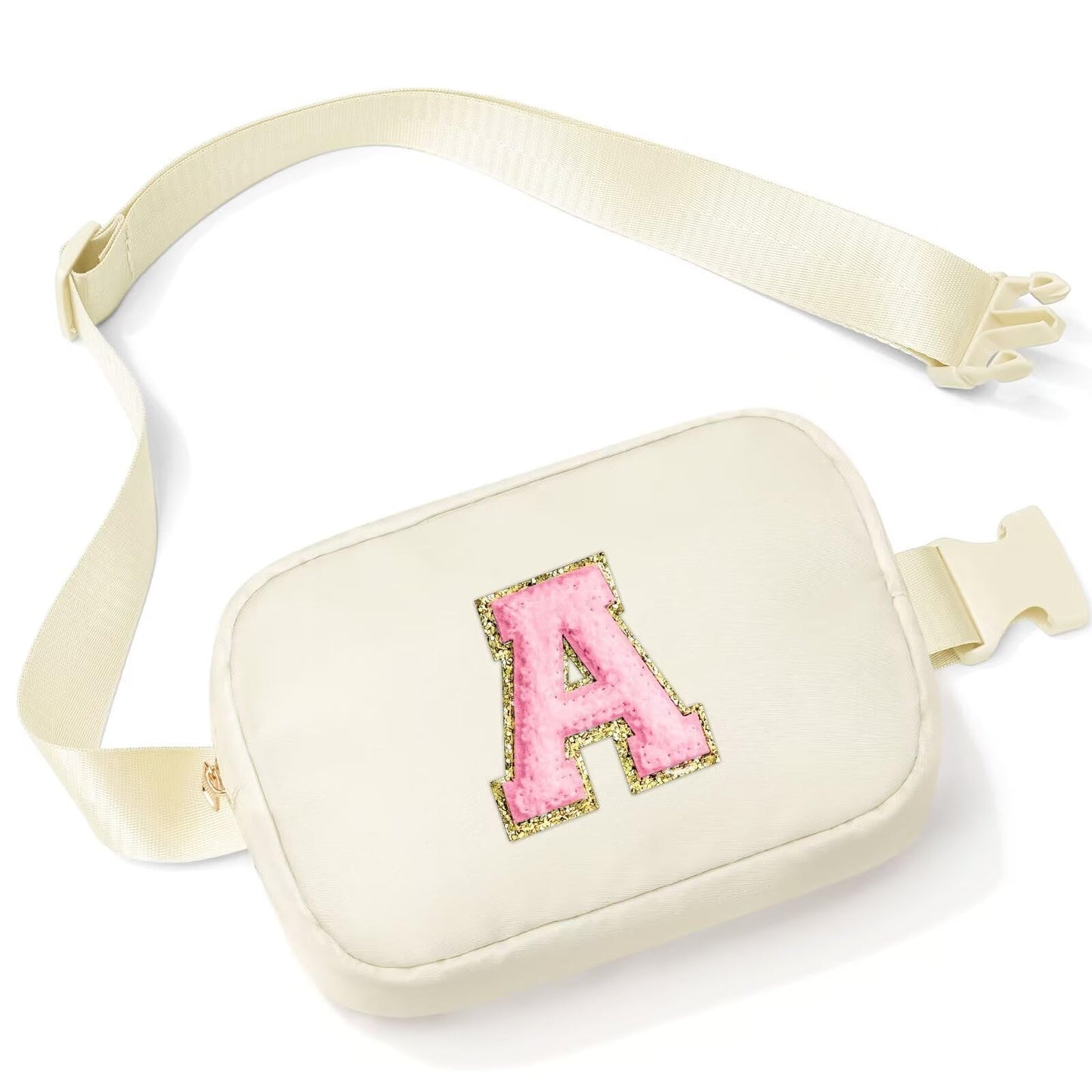 Initial Belt Bag - Crossbody Bags Women - Fanny Packs for Women Cross Body Bag White Small Waist Packs Travel Everywhere Belt Bag Monogram Crossbody Bag M