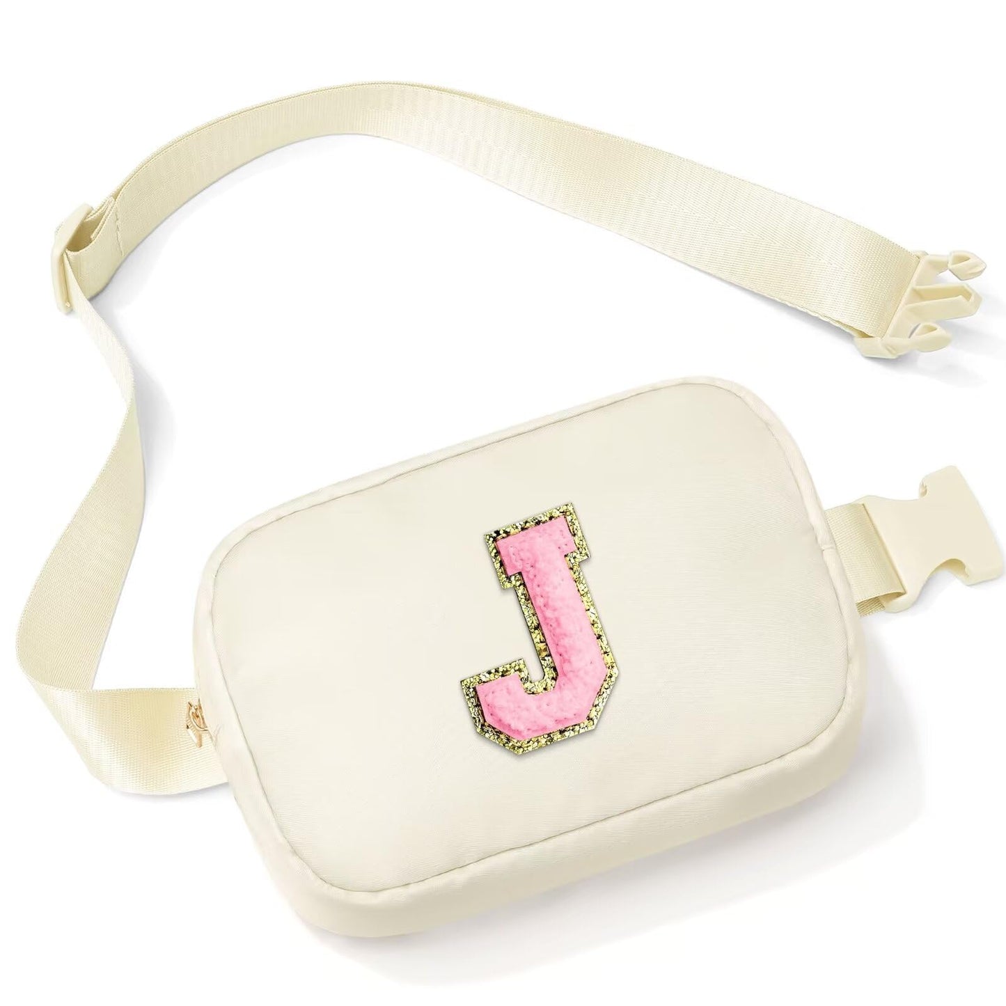 Initial Belt Bag - Crossbody Bags Women - Fanny Packs for Women Cross Body Bag White Small Waist Packs Travel Everywhere Belt Bag Monogram Crossbody Bag M