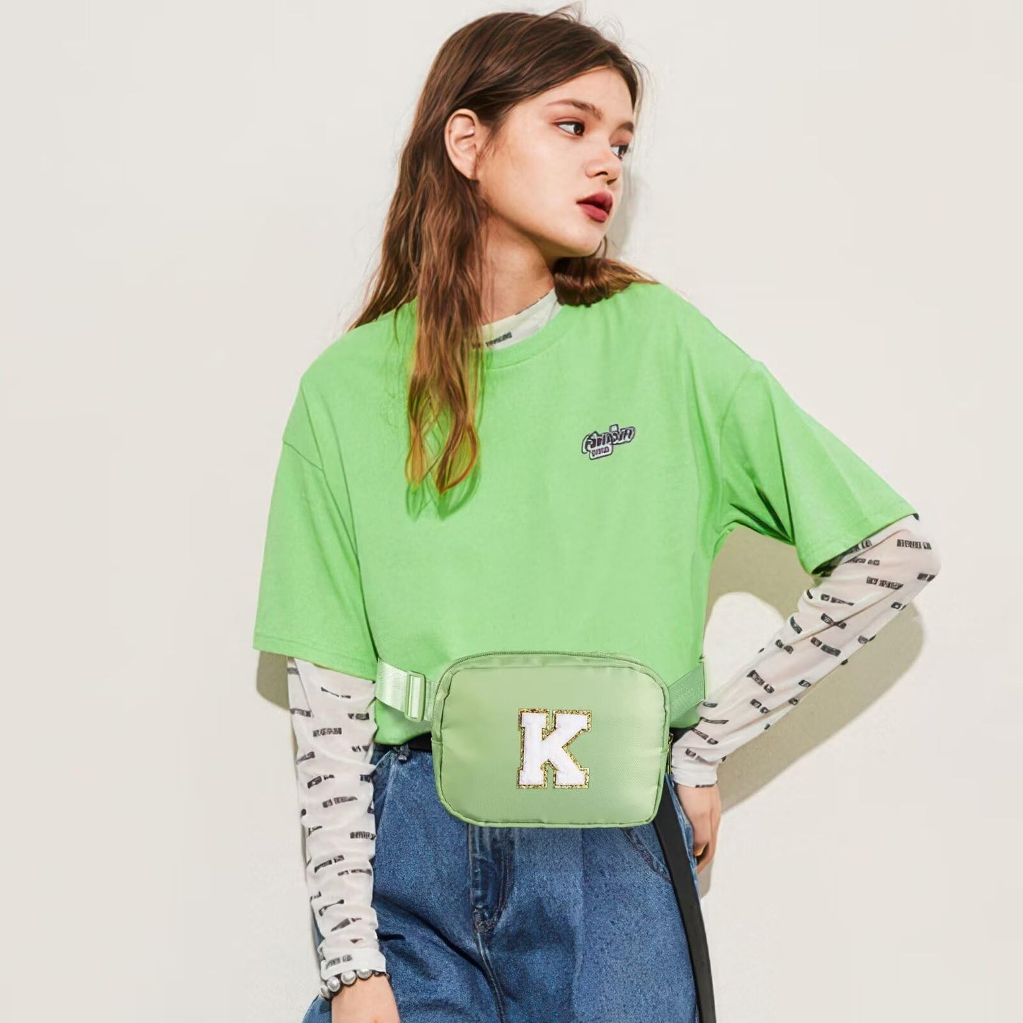 Initial Belt Bag - Crossbody Bags Women - Fanny Packs for Women Cross Body Bag White Small Waist Packs Travel Everywhere Belt Bag Monogram Crossbody Bag M