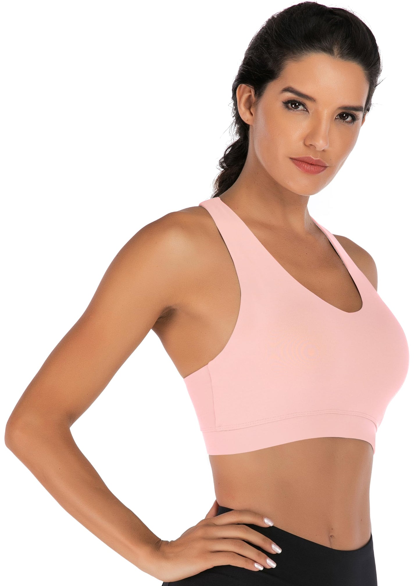 RUNNING GIRL Sports Bra for Women, Criss-Cross Back Padded Strappy Sports Bras Medium Support Yoga Bra with Removable Cups