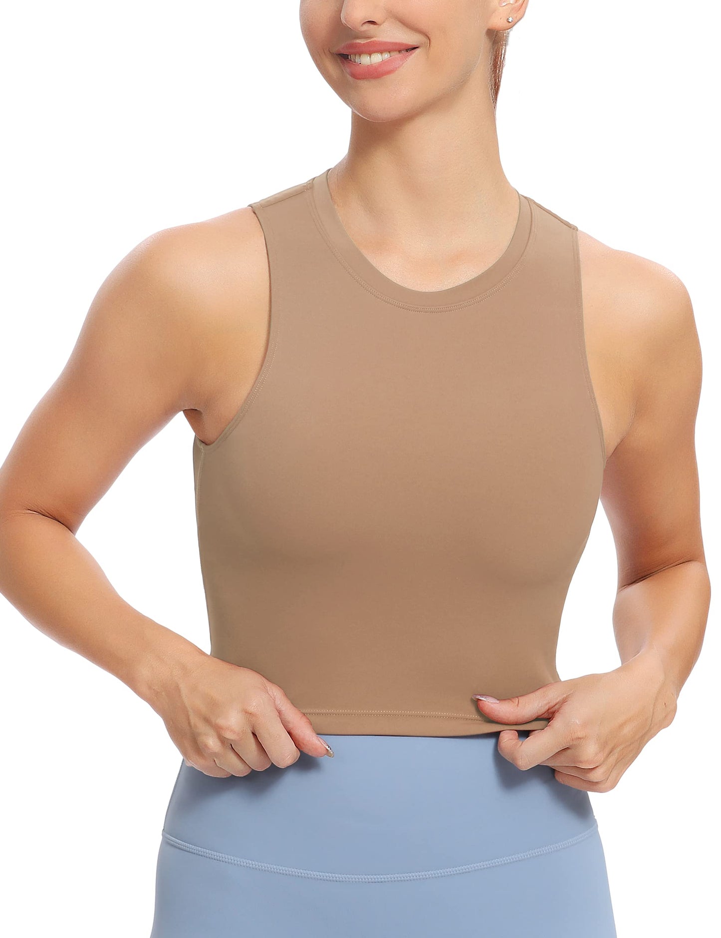 Natural Feelings Nudi Sports Bras for Women Removable Padded Yoga Tank Tops Sleeveless Fitness Workout Crop Tops