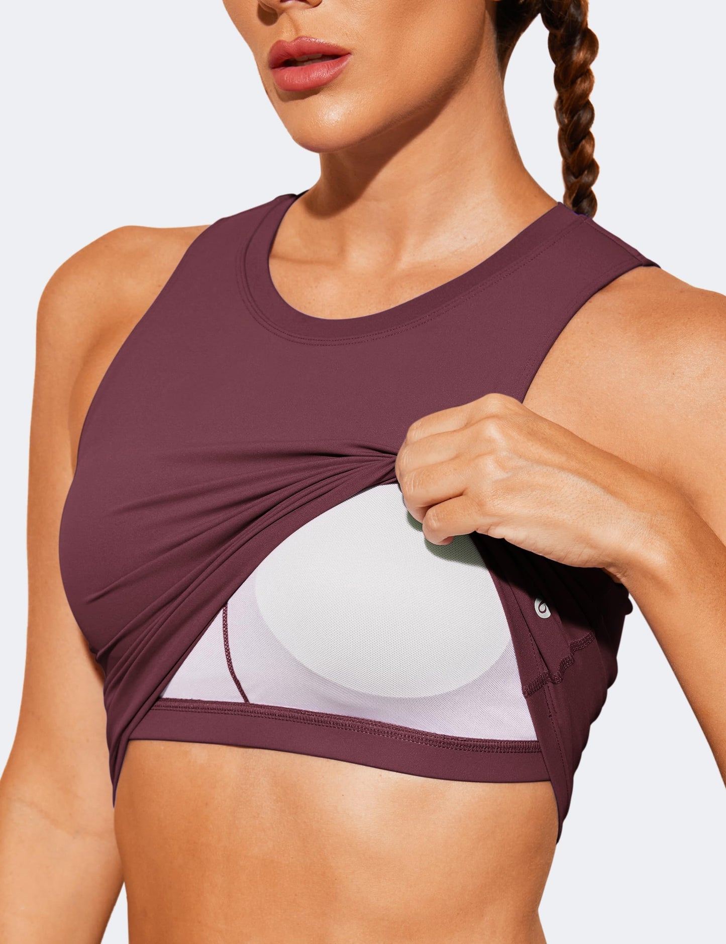 Natural Feelings Nudi Sports Bras for Women Removable Padded Yoga Tank Tops Sleeveless Fitness Workout Crop Tops