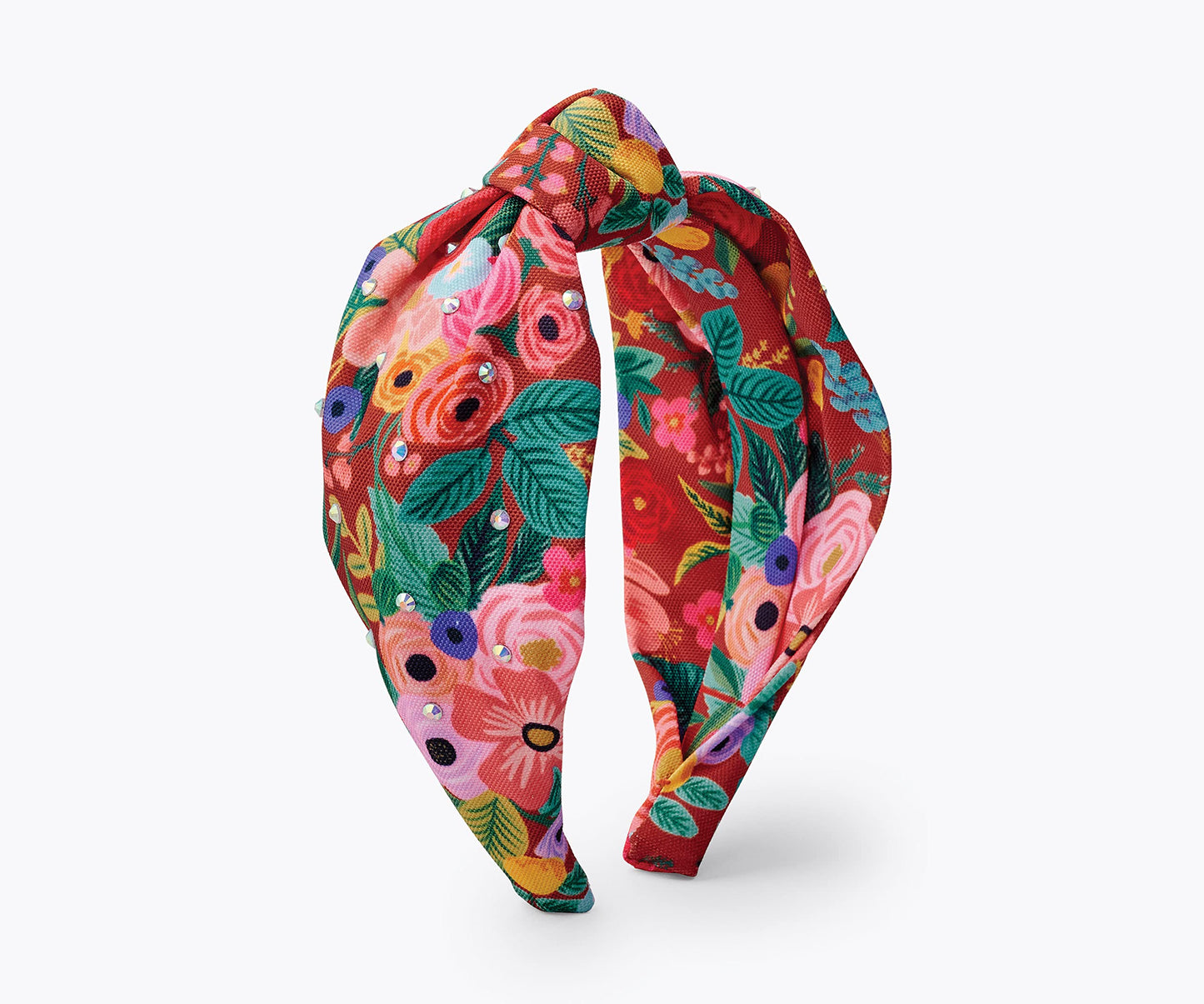 RIFLE PAPER CO. Garden Party Knotted Fabric Headband | Signature Bright Floral Pattern, Top Off Your Outfit. Covered Plastic Band Durable for Everyday Use (Gift for Mom, Teen, Girl)