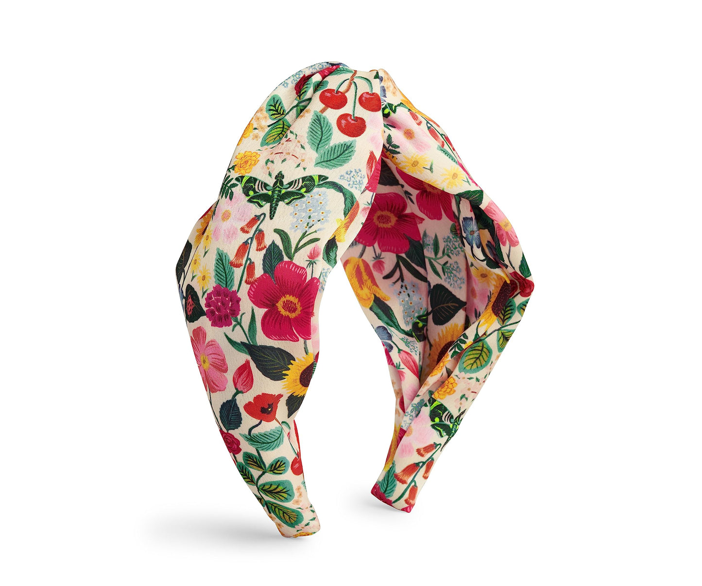 RIFLE PAPER CO. Garden Party Knotted Fabric Headband | Signature Bright Floral Pattern, Top Off Your Outfit. Covered Plastic Band Durable for Everyday Use (Gift for Mom, Teen, Girl)