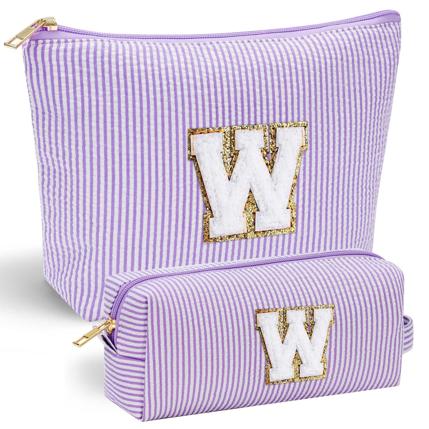 Initial Makeup Bag, Makeup Bag Travel Cosmetic Bag Cute Makeup Bag Personalized Engagement Bridesmaid Best Friend Birthday Gifts for Women Hostess Gifts for Her Friend Female Preppy Stuff M