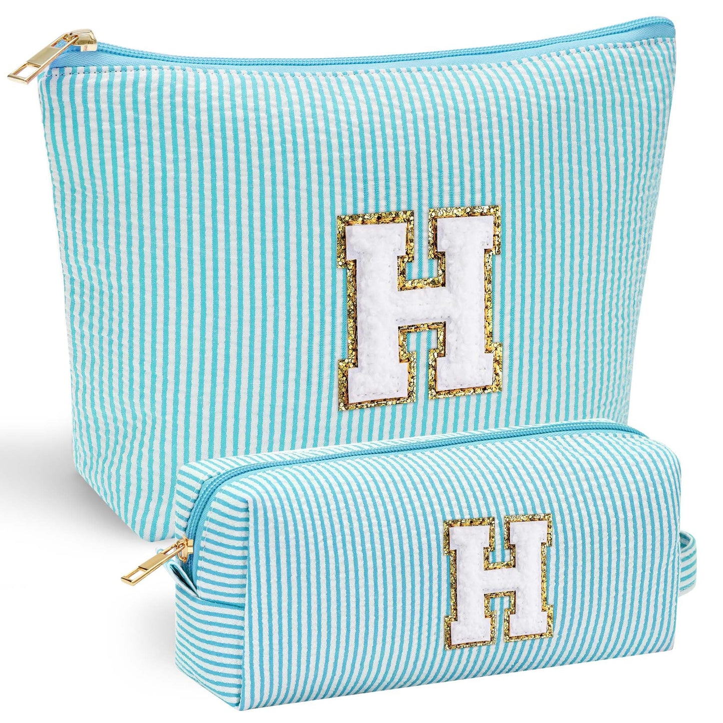 Initial Makeup Bag, Makeup Bag Travel Cosmetic Bag Cute Makeup Bag Personalized Engagement Bridesmaid Best Friend Birthday Gifts for Women Hostess Gifts for Her Friend Female Preppy Stuff M